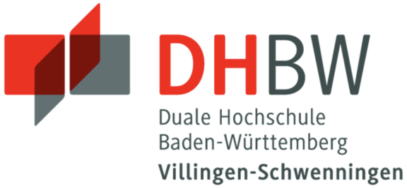 Logo der DHBW mit stilisiertem roten und grauen Symbol sowie dem Text „Duale Hochschule Baden‑Württemberg Villingen‑Schwenningen“.