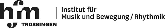 Logo: stilisierte Buchstaben „hfm“ mit dem Zusatz „Trossingen“, daneben ein senkrechter Strich und der Schriftzug „Institut für Musik und Bewegung / Rhythmik“.